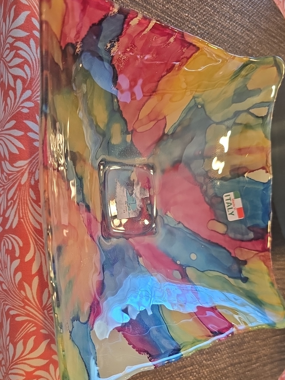 Vibrant Multicolor Italian Glass Decorative Bowl